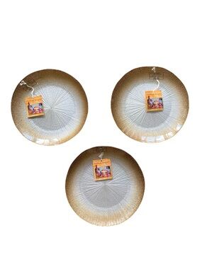 NWT Turkish Delights Set of 3 Sparkle Gold Trim Handmade Glass Plates Istanbul
